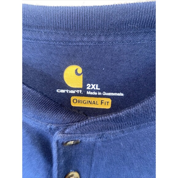 Carhartt Henley shirt Reg Heavyweight Long Sleeve Pocket Mens 2XL XXL Blue - Picture 4 of 7